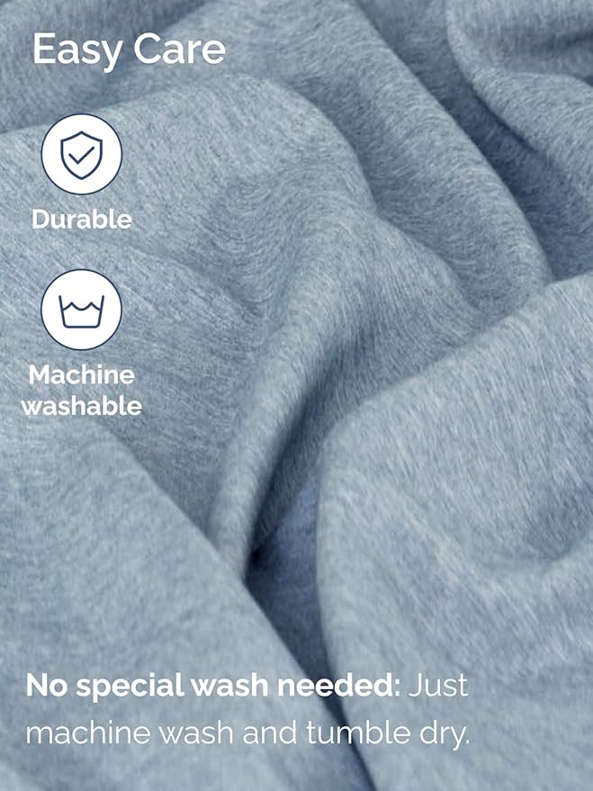 Extra Deep Queen Fitted Sheet - Hotel Luxury Single Fitted Sheet Only - Easily Fits 18 inch to 24 inch Mattress - Ultra Soft, Wrinkle Free w/Extra Deep Pockets - Breathable & Comfy - Heathered Blue