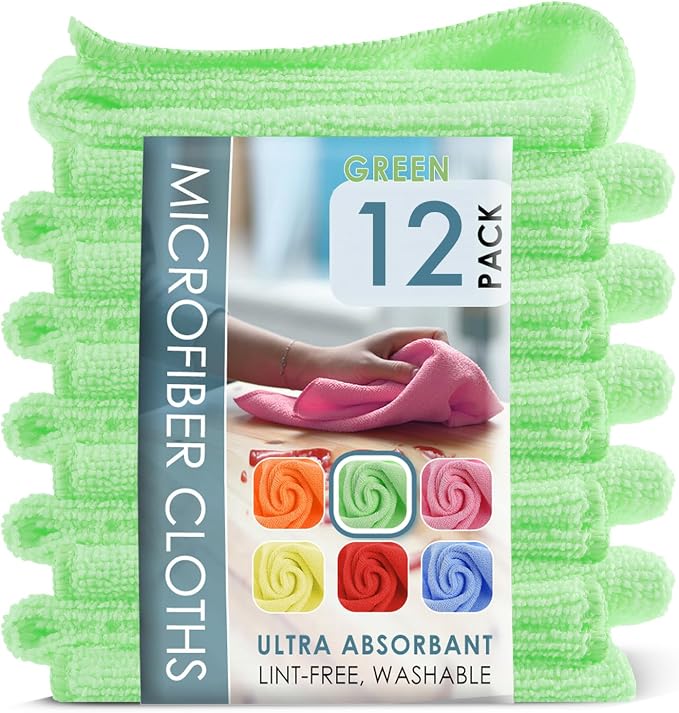 Hearth & Harbor 12 Pack Microfiber Washcloths, Lint Free, Scratch Free by HearthHarbor