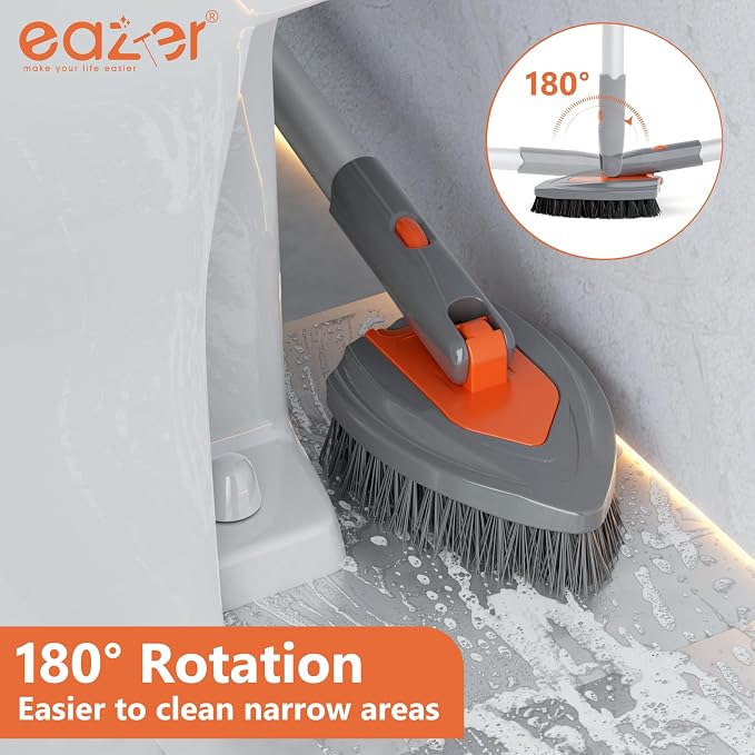 Eazer 4-in-1 Long-Handled Tub Scrubber-Versatile Bathroom Cleaning Brush - Image 4