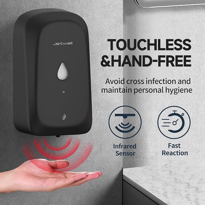 JETWELL Automatic Touch-Less Wall Mount Hand Soap Dispenser Liquid Drop Battery - Image 7