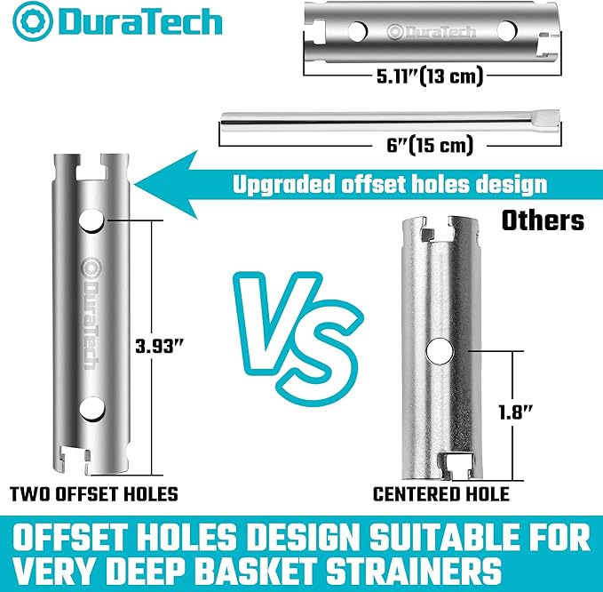 DURATECH Long Reach Basket Strainer Wrench, Universal Sink Strainer Wrench - Image 3