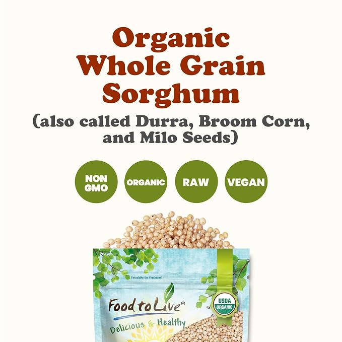 Food to Live Organic Italian White Whole Grain Sorghum, 1.5 Pounds — Non-GMO - Image 5