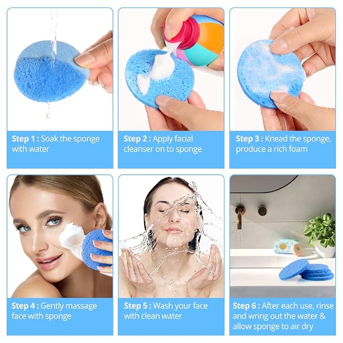 Natural Facial Cleansing Sponges- 20 Count Compressed Facial Sponges Cellulose - Image 6