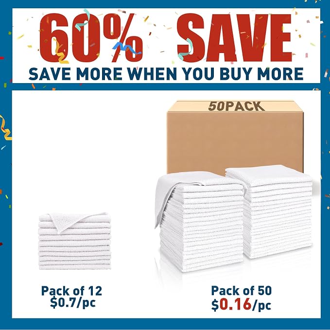White Microfiber Towels- 50 Pack, Microfiber Cleaning Cloths Bulk, Microfiber - Image 2