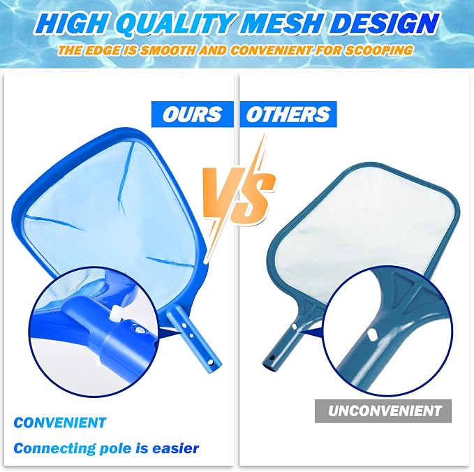 Pool Skimmer - Pool Net with 3 Section Pole, 48 inch Pool Skimmer Net with Pole - Image 8