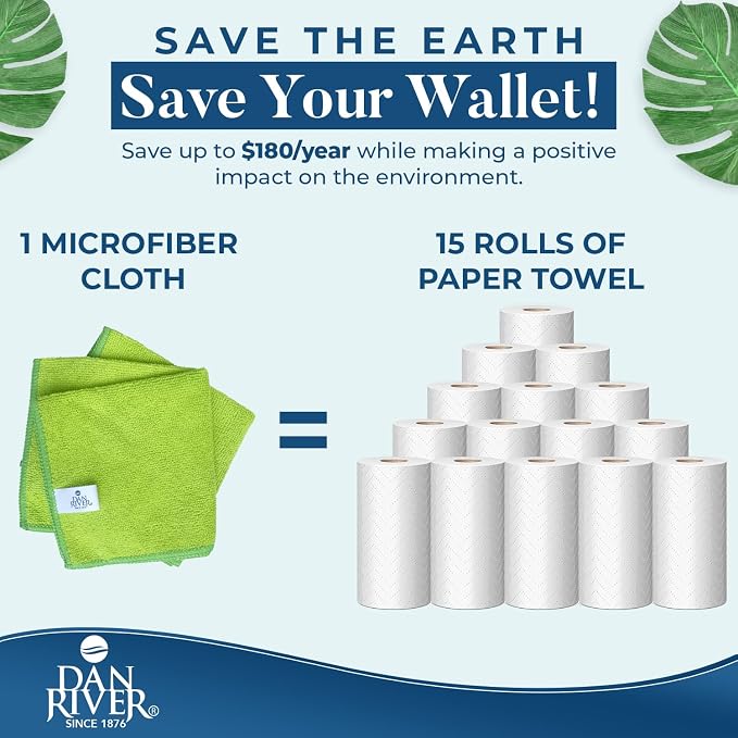 DAN RIVER 24-Pack Microfiber Towels – Ultra Absorbent, Lint-Free & Streak-Free - Image 5