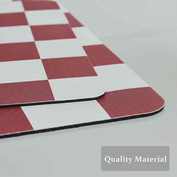 Red Checkered Dish Drying Mat for Kitchen Counter, Coffee Bar Station - Image 6
