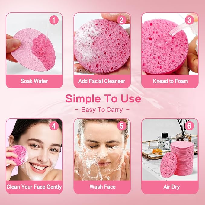 60-Count Compressed Facial Sponges Natural Cellulose - Image 3