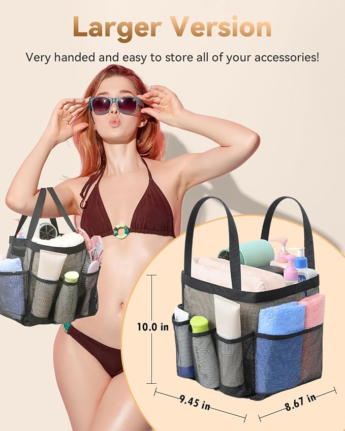 Temede Mesh Shower Caddy Tote, Large Shower Caddy Basket Portable, Quick Dry - Image 2