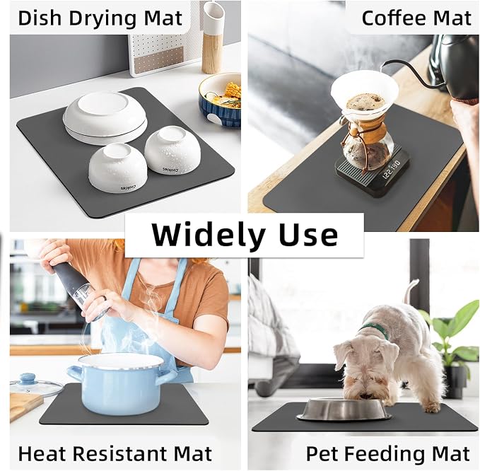 LOPNUR Kitchen Dish Drying Mat, Super Absorbent Dish Drying Pad, Diatomite - Image 7