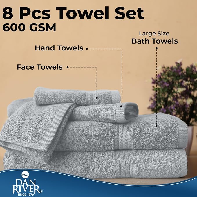DAN RIVER 8 PC Luxury Bath Towels - Image 7
