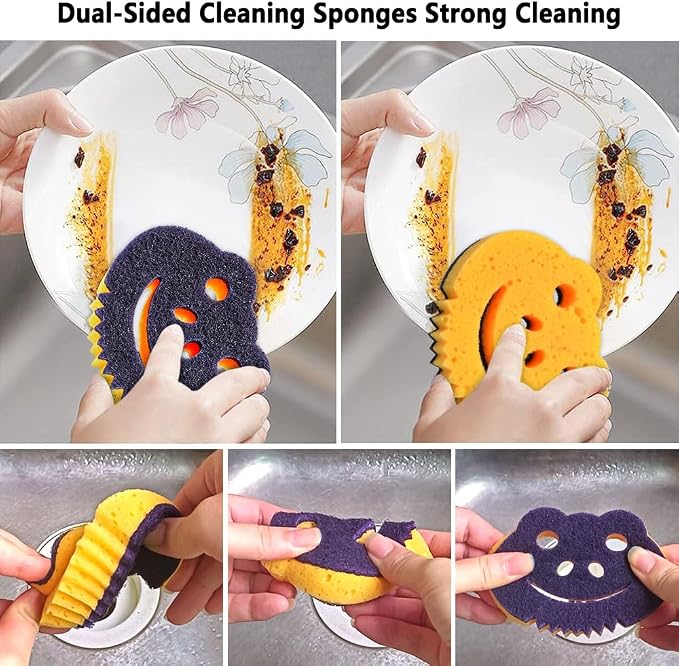 SmilePowo 12 Pack Frog Dual-Sided Multi-Functional Premium Cleaning Sponges - Image 2