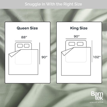 Duvet Cover Set - 100% Viscose Derived from Bamboo Duvet Cover Queen Size, 3 PC Luxury Cooling Duvet Cover for Hot Sleepers, Buttery Soft Comforter Cover & 2 PC Queen Pillowcases, Sage