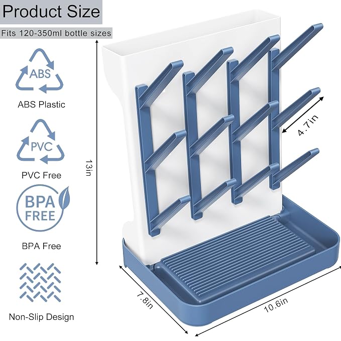 Baby Bottle Drying Rack, Vertical Bottle Rack Dryer Space Saving Bottle Drying - Image 4