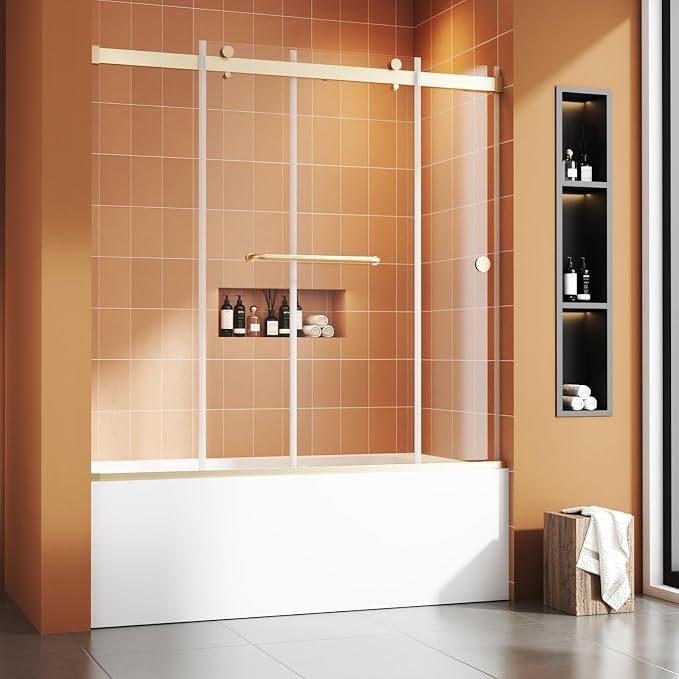 Bathtub Sliding Door 55"-60" W x 56" H Tub Shower Door, Frameless Bypass - Image 2
