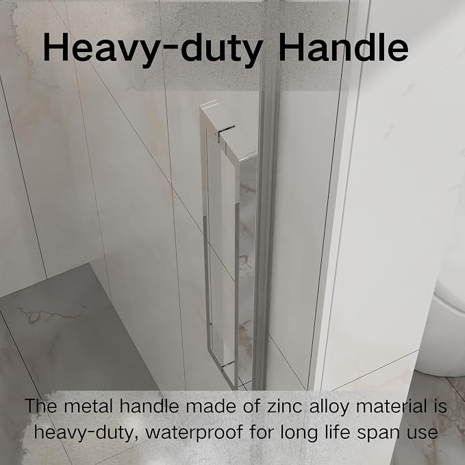 Frameless Shower Door 48" W x 72" H, 1/4" Clear Tempered Glass, Sliding Design - Image 5