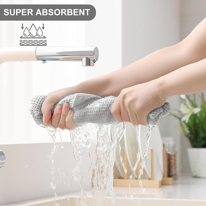 Homaxy 100% Cotton Kitchen Towels and Dishcloths Set, 12 x 12 Inches and 13 x - Image 3
