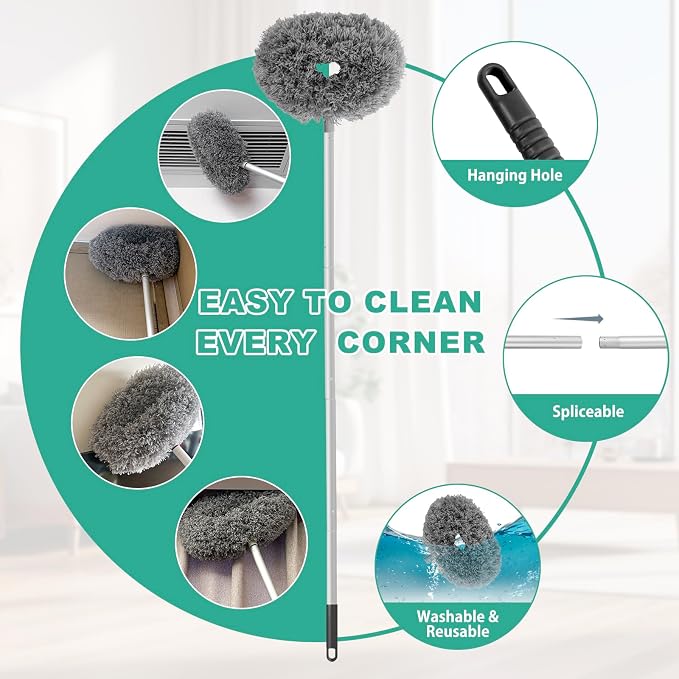 Ceiling Fan Cleaner Duster Reusable Microfiber Ceiling Fan Blade Cleaner - Image 3