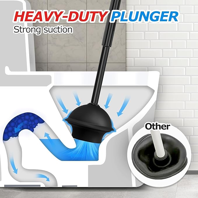 3 in 1 Toilet Brush and Plunger Set, Toilet Bowl Brush Plunger Set, Toilet - Image 3