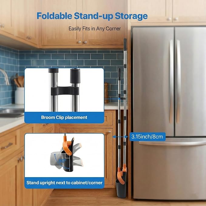 Broom and Dustpan Set for Home, 51.8" Long Handle Standing Dustpan - Image 6