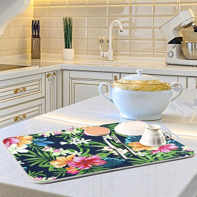 Tarity Colorful Tropical Flowers Dish Drying Mat - Image 6