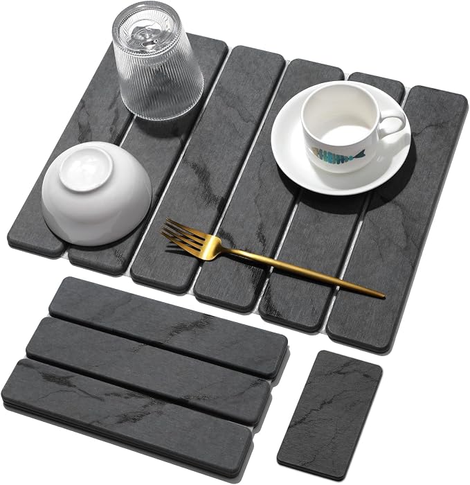 2 PCS Stone Dish Drying Mat for Kitchen Counter, Quick Dry Stone Dishes Mats by Unknown