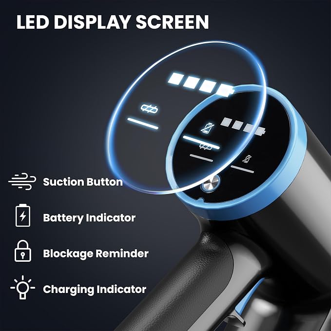 Cordless Vacuum Cleaner with 35Kpa Suction, Battery Vacuum Cleaner with LED - Image 7