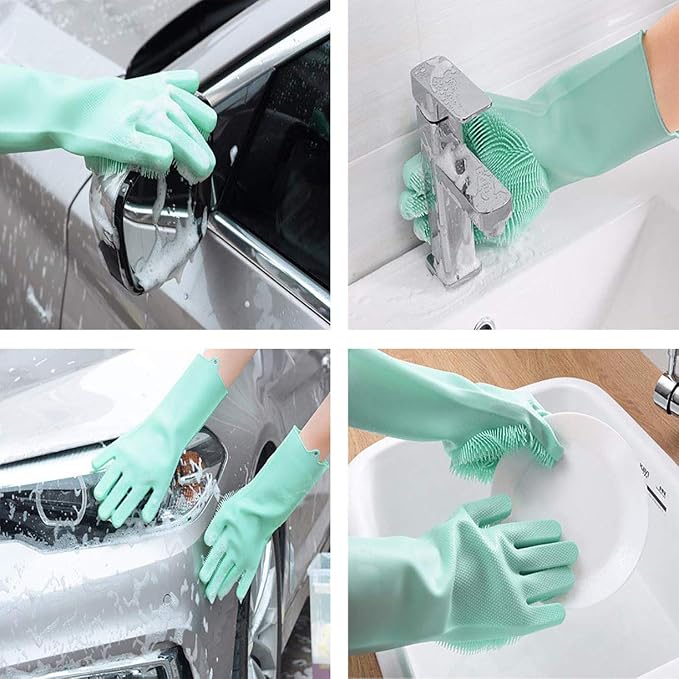 Magic Dishwashing Cleaning Sponge Gloves Reusable Silicone Brush Scrubber Gloves - Image 9