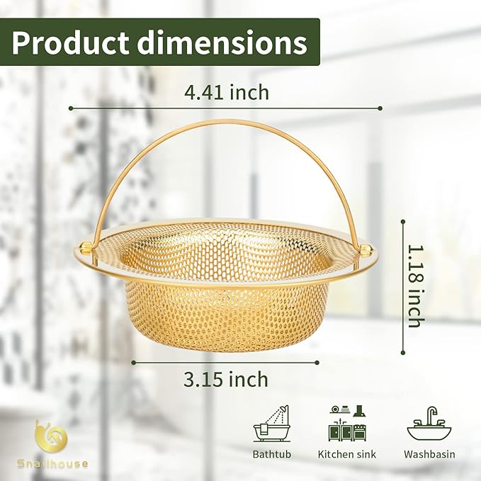 Snailhouse Sink Strainers, 2 Pack 4.5 Inches Stainless Steel Kitchen Mesh Sink - Image 6