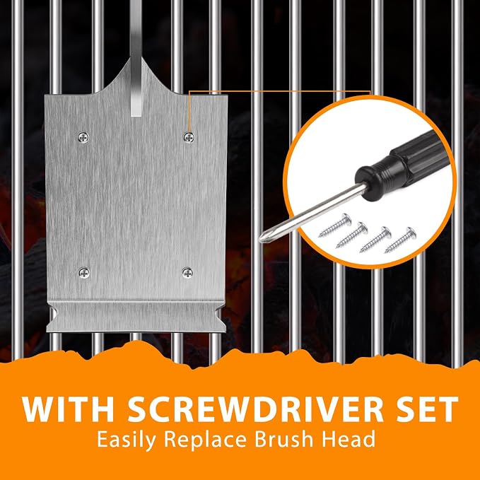 ENLOY Grill Brush and Scraper for Barbecue, Extended Rosewood Handle and 2 - Image 8