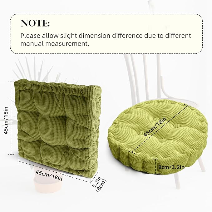 Large Square and Round Floor Pillows for Adults 2 Pack Meditation Floor Pillow Dark Grey Corduroy Floor Seat Pillows Cushion for Living Room Balcony Tatami Yoga,18x18 Inch
