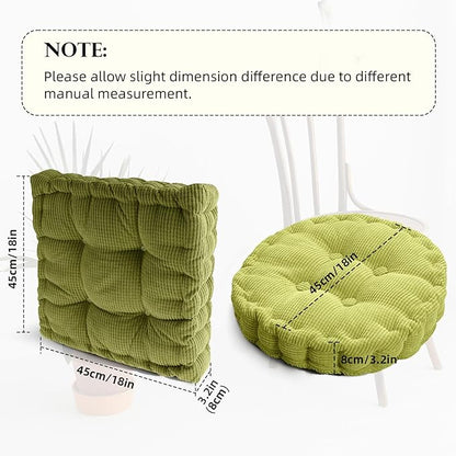 Large Square and Round Floor Pillows for Adults 2 Pack Meditation Floor Pillow Dark Grey Corduroy Floor Seat Pillows Cushion for Living Room Balcony Tatami Yoga,18x18 Inch