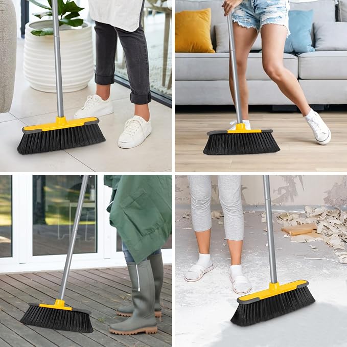 Indoor Brooms 54''Long Handle Soft Bristle Broom, Indoor Outdoor Brooms - Image 6