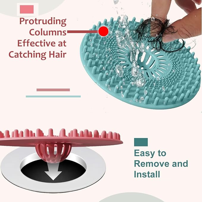 Sink Drain Strainer, Hair Catcher Shower Drain, Bathroom Silicone Bathtub Drain - Image 3