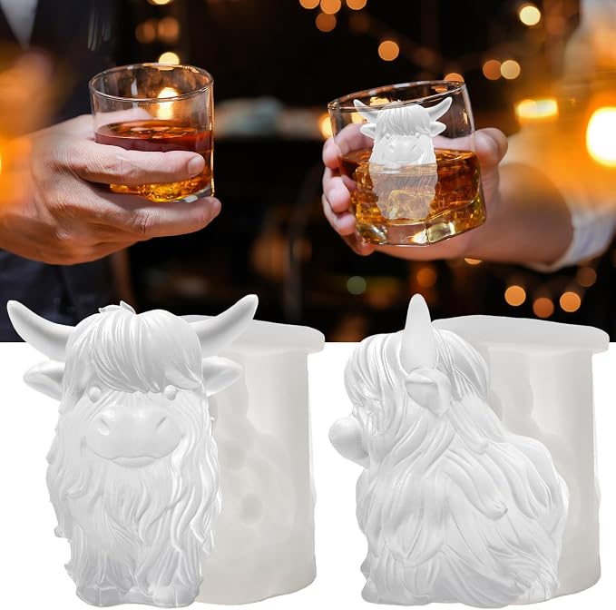 3D Highland Cow Ice Cube Silicone Molds Tray by SIUPER