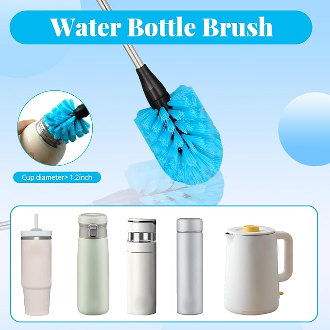 4-in-1 Bottle Brush, 15 in Water Bottle Brush & Straw Cleaner Brush, Lid Brushe - Image 3