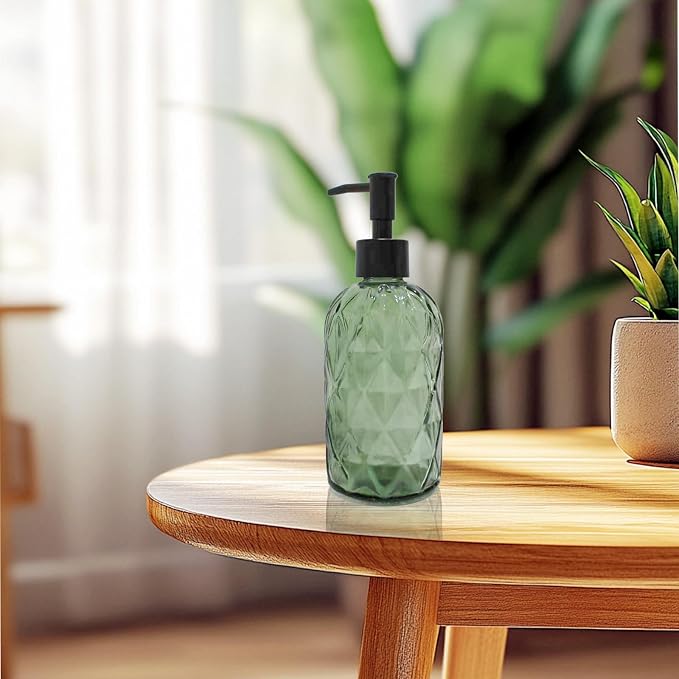 Green Glass Soap Dispenser - Image 4