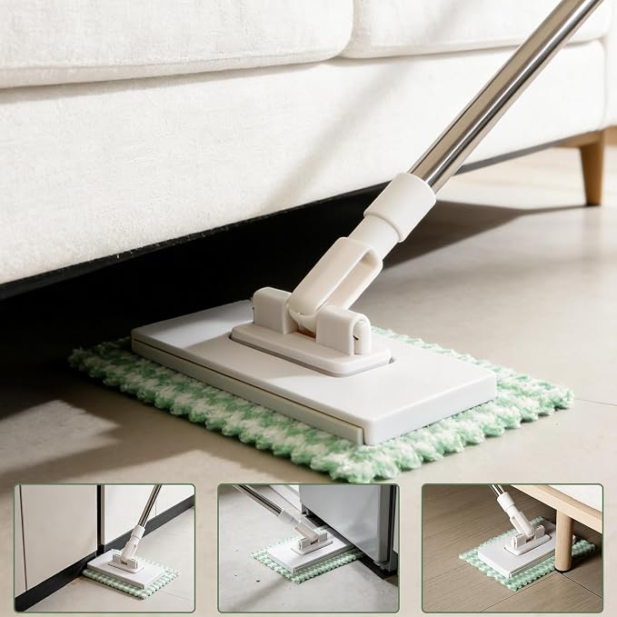 Disposable Dust Mop with 10 Reusable Cloths, Mini Foldable Mop, No-Touch Attach - Image 2