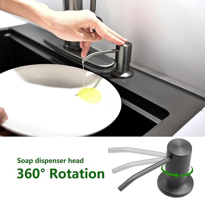 Built in Soap Dispenser for Kitchen Sink, Stainless Steel Gun Gery Countertop - Image 4