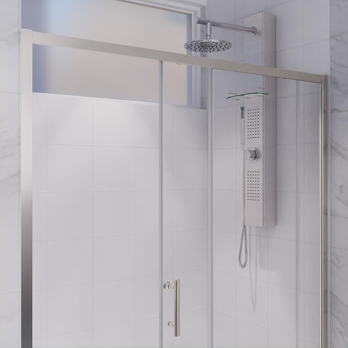 ANZZI 72 x 48 inch Framed Shower Door in Brushed Nickel | Halberd Water - Image 4