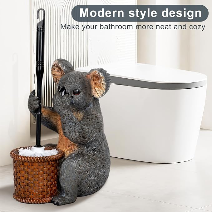 Toilet Brush Holder Set For Bathroom Super Cute Koala Base Solidly Toilet Bowl - Image 7