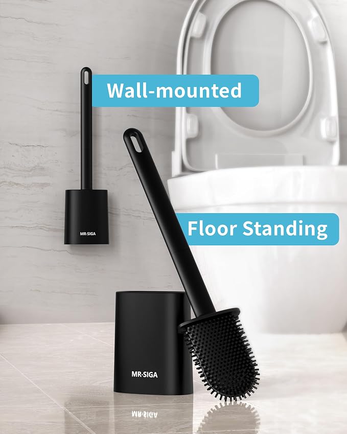 MR.SIGA Toilet Brush and Holder Set, Wall Mounted Toilet Bowl Brush, Compact - Image 8
