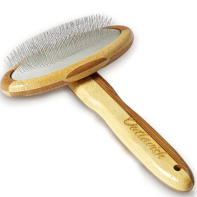 Sheepskin Brush Rug Wool Carpet Cleaner Bamboo Wire Slicker Carding, Unmats Fur by Outlavish