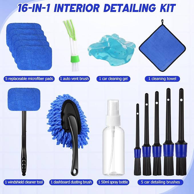 16 Pcs Windshield Cleaner Tool, Car Cleaning Kit - Image 2