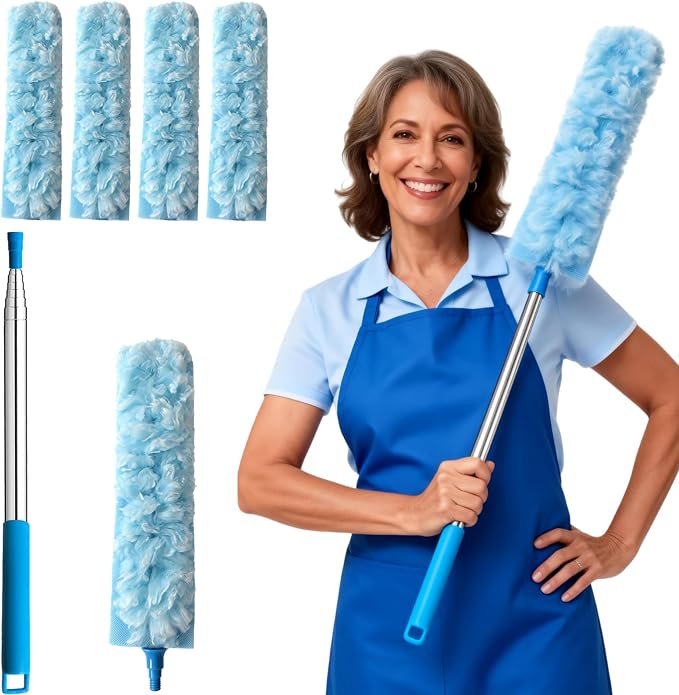 100 Inch Extended Handle Duster Heavy Duty Dusting 360° Duster Refills Kit by Tonmp