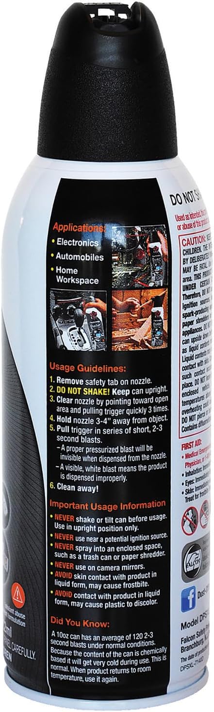 Falcon Compressed Gas Disposable Cleaning Duster 3 Count, 10 oz. Can - Image 2