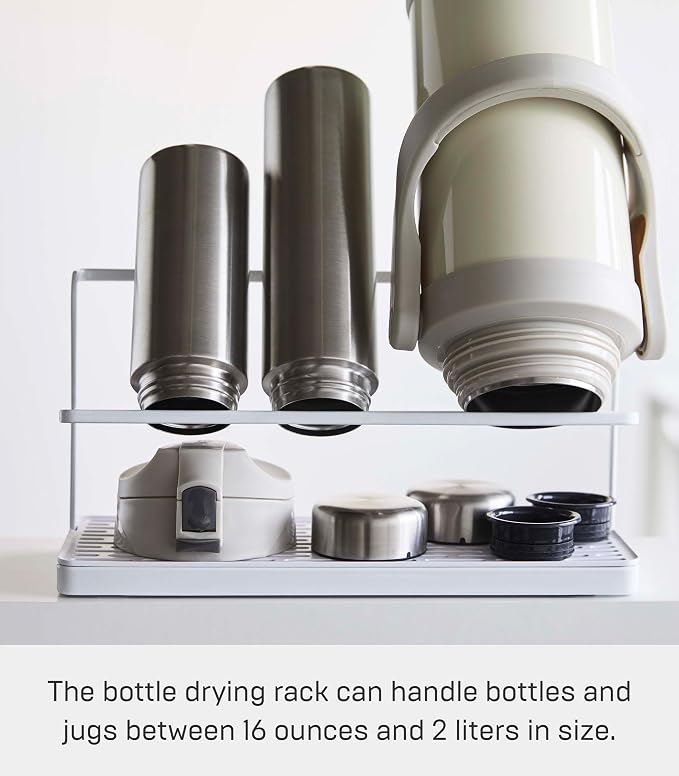 YAMAZAKI Home Tower Countertop Two Tier Bottle Drying Rack, Wide Jug Storage - Image 6
