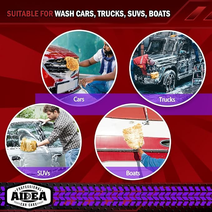 AIDEA Car Wash Mitt Microfiber, 2PK Scratch Free Lint-Free, Premium Chenille - Image 7