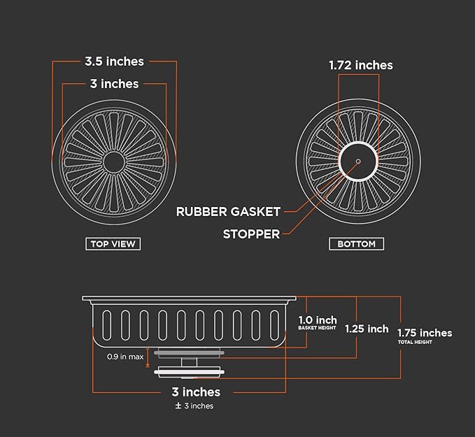 Highcraft 97353 Kitchen Sink Basket Strainer Replacement - Image 3