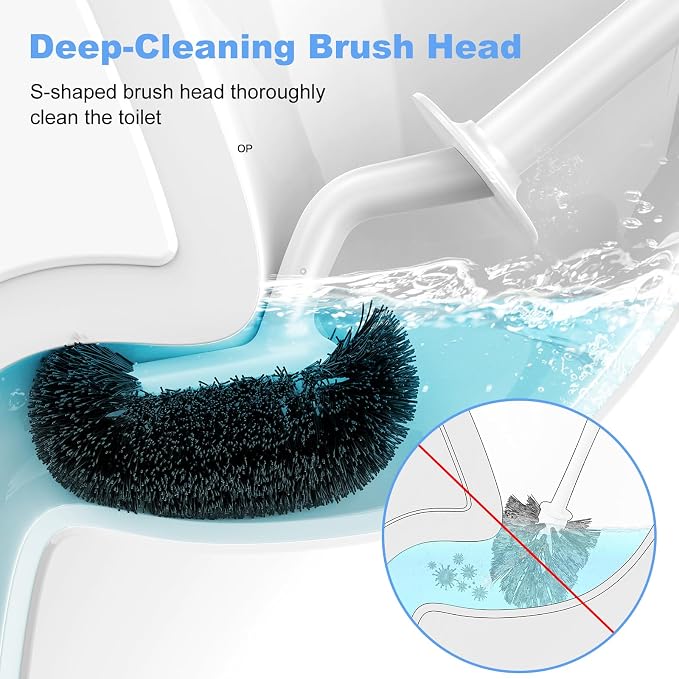 HAMITOR Toilet Bowl Brush Holder Set: Curved Design - Image 2